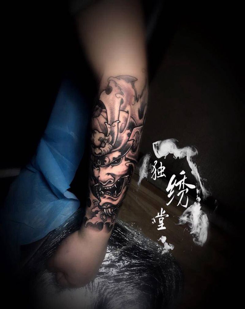 鬼武士纹身图片_手臂纹身图案