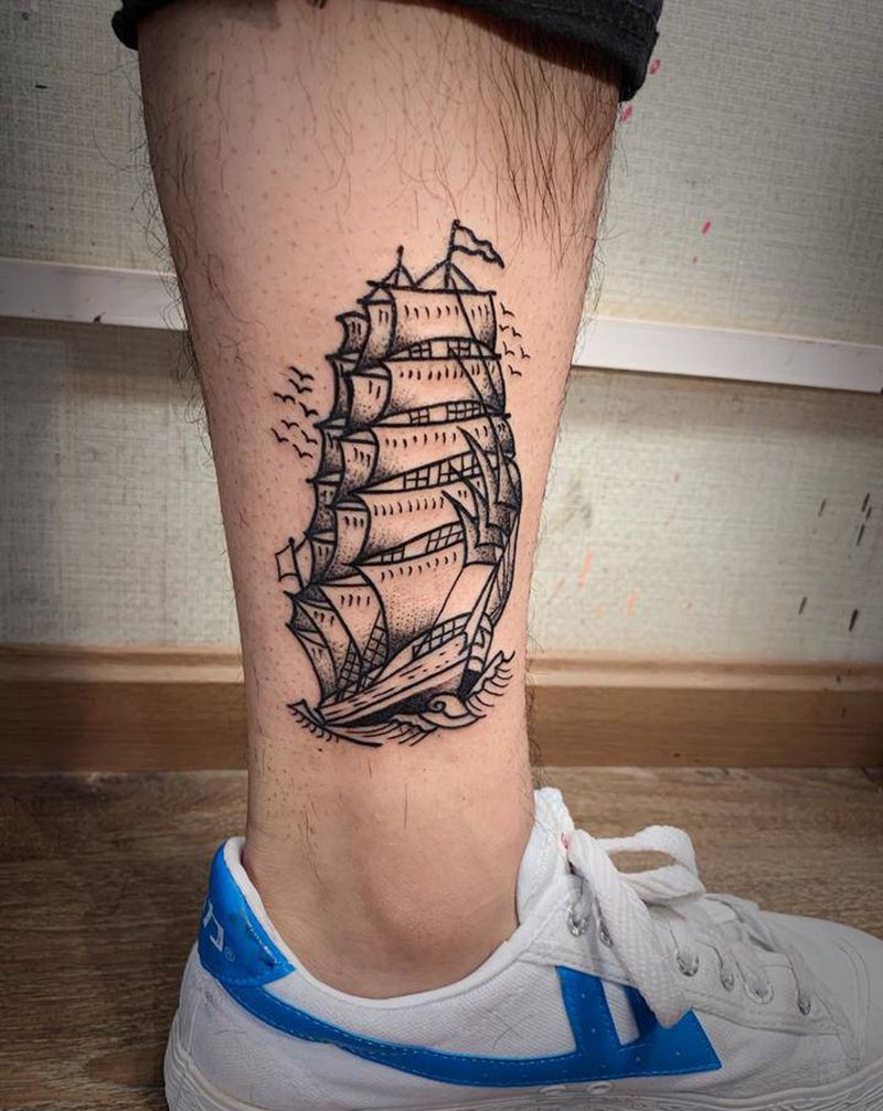 船纹身图片_Old School纹身图案