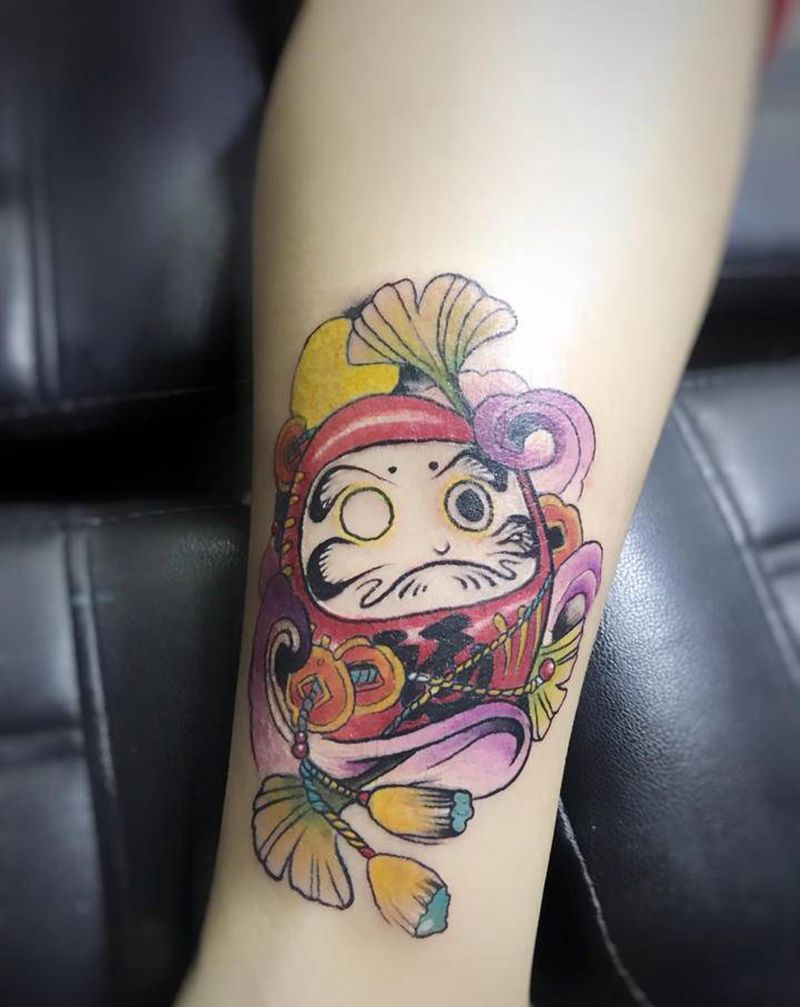 达摩纹身图片_脚部纹身图案