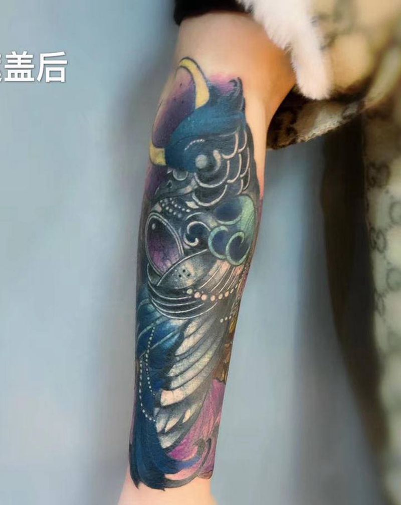 暴力遮盖纹身图片_手臂New School纹身图案