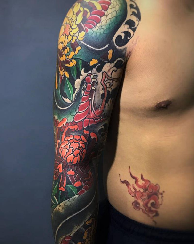 日式花臂纹身图片_手臂纹身图案