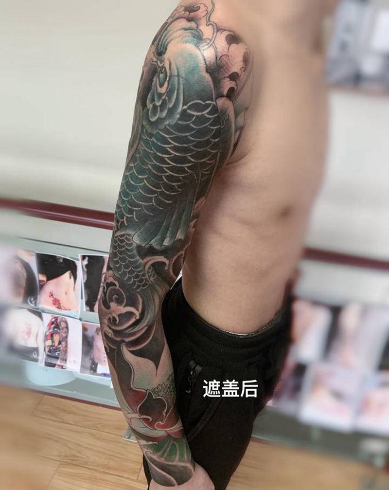 花臂遮盖纹身图片_手臂纹身图案