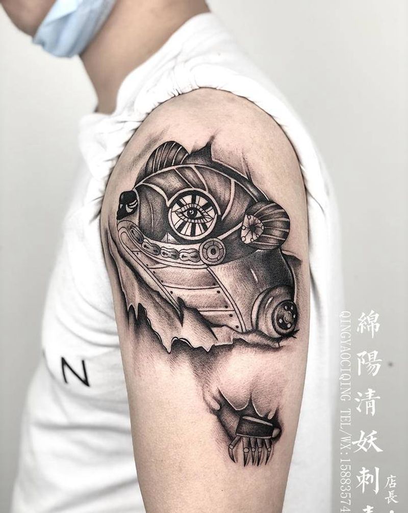 机械老鼠纹身图片_臀部背部纹身图案