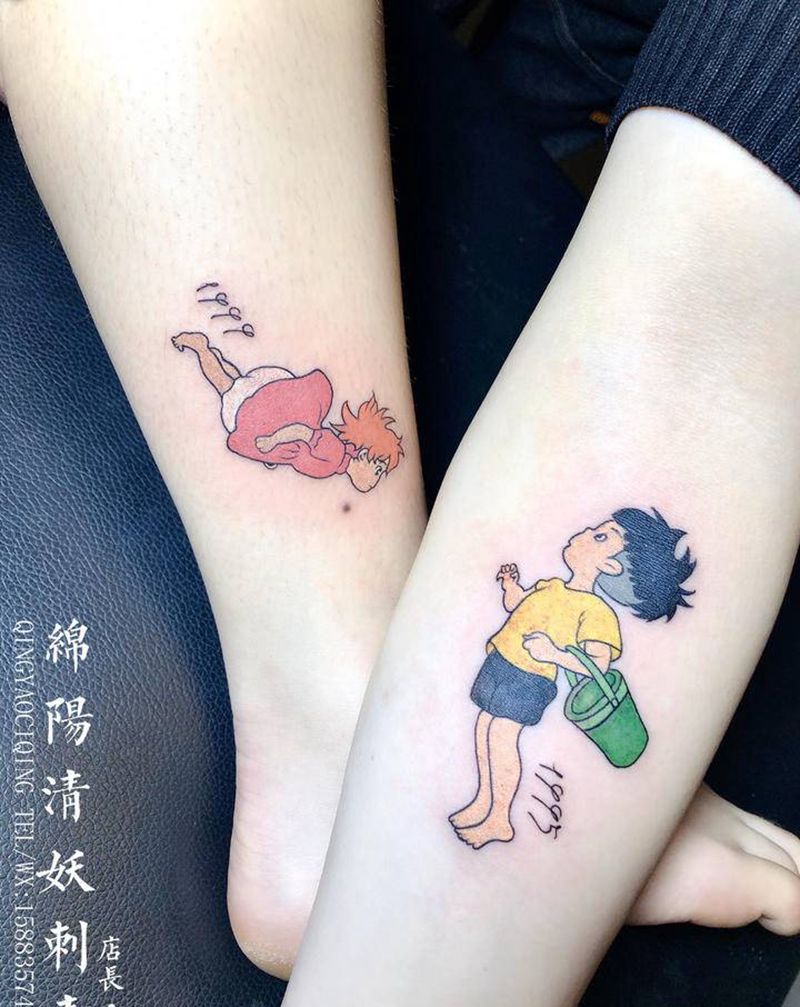 波妞宗介纹身图片_胸部肩部纹身图案