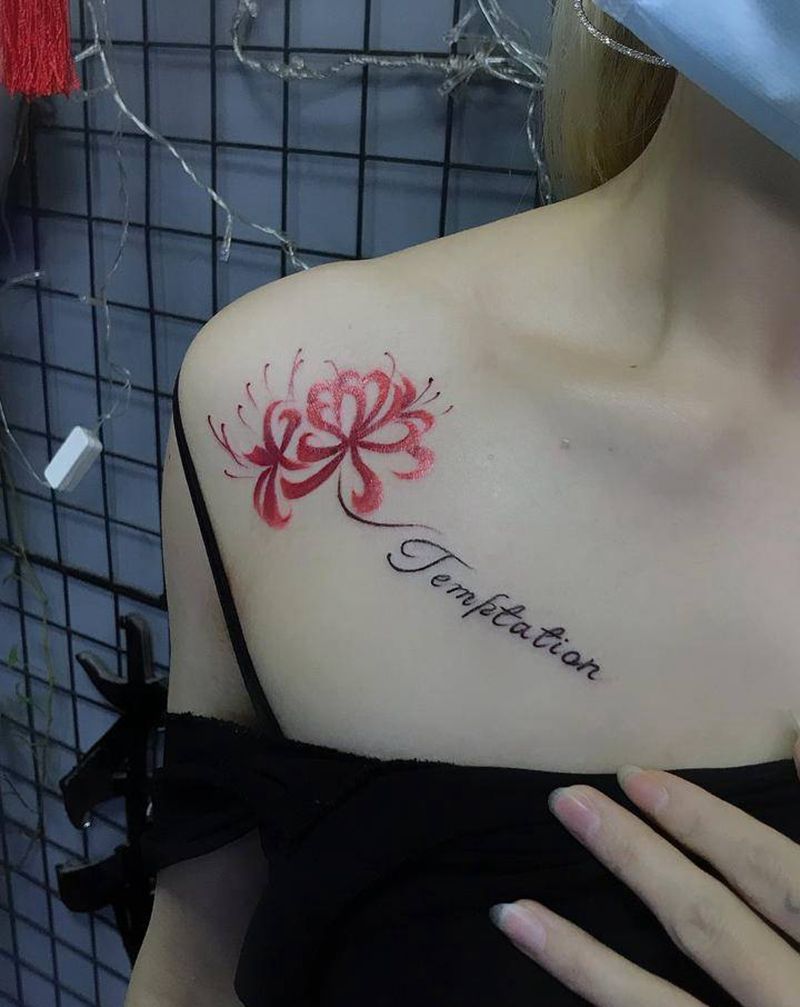 彼岸花纹身图片_胸部纹身图案