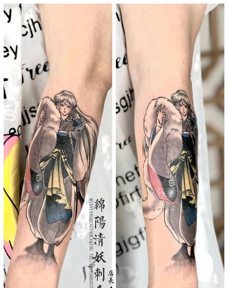 杀生丸纹身图片_胸部肩部纹身图案