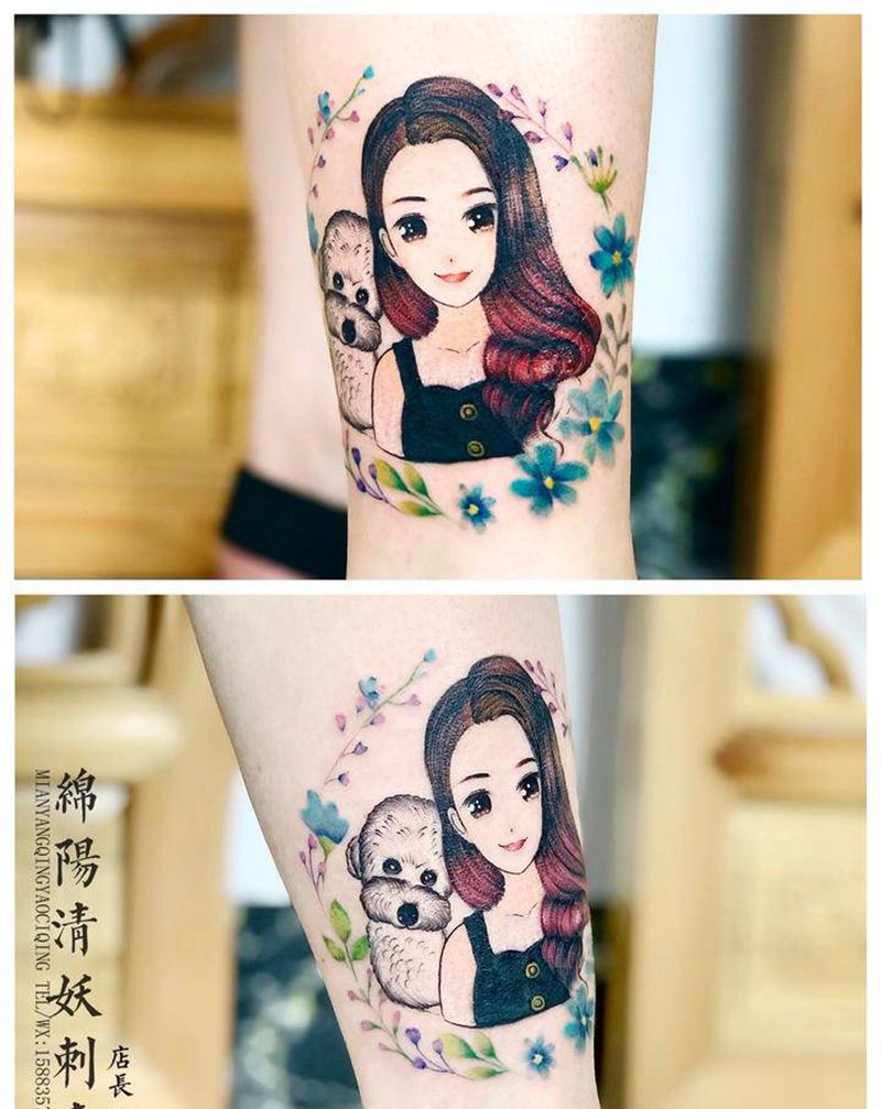 小腿肖像纹身纹身图片_胸部肩部纹身图案