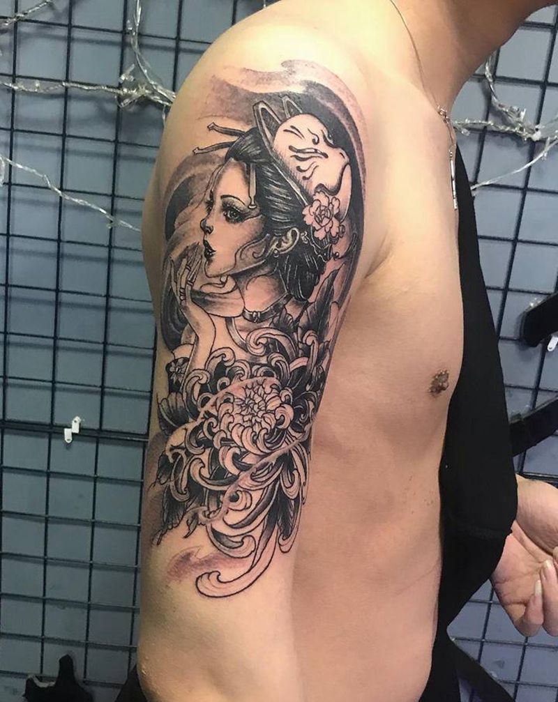 艺伎纹身图片_手臂纹身图案