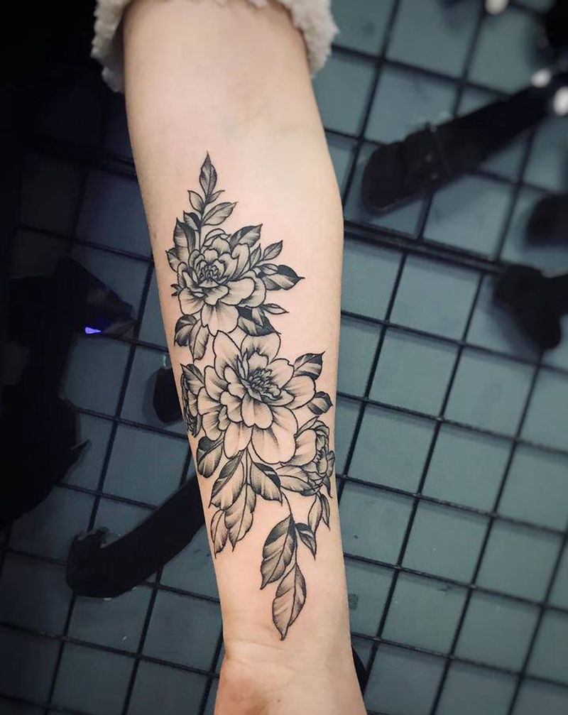 素花纹身图片_手臂纹身图案