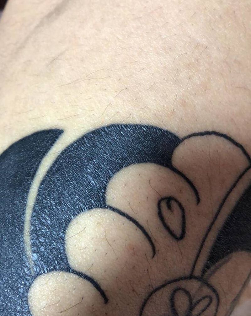 广元纹身，日式版雾纹身图片_腿部老传统纹身图案