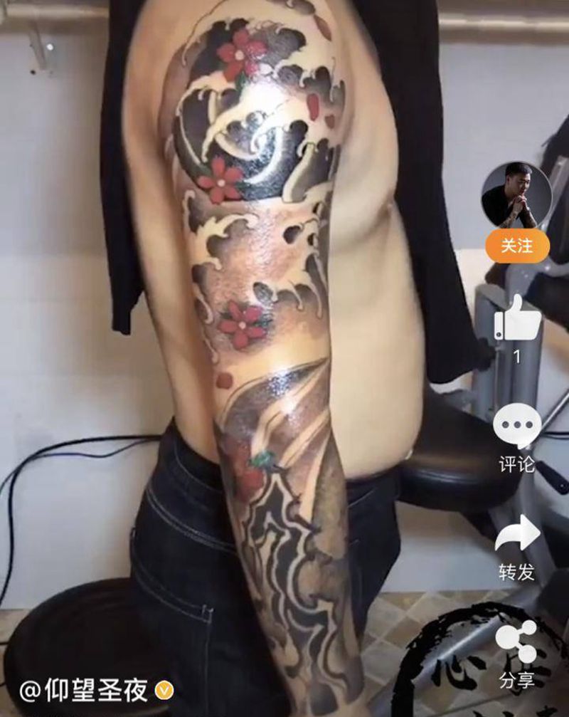 广元纹身，花臂，浪臂纹身图片_手臂新传统纹身图案