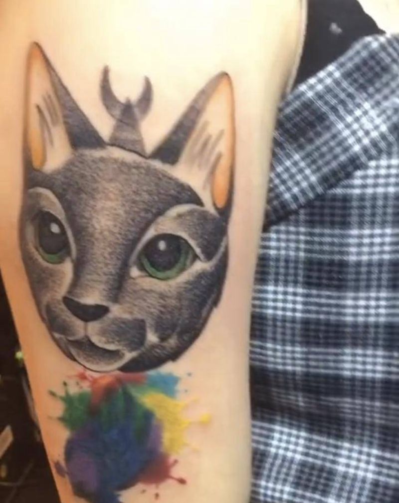 纹身遮盖纹身图片_手臂水彩纹身图案