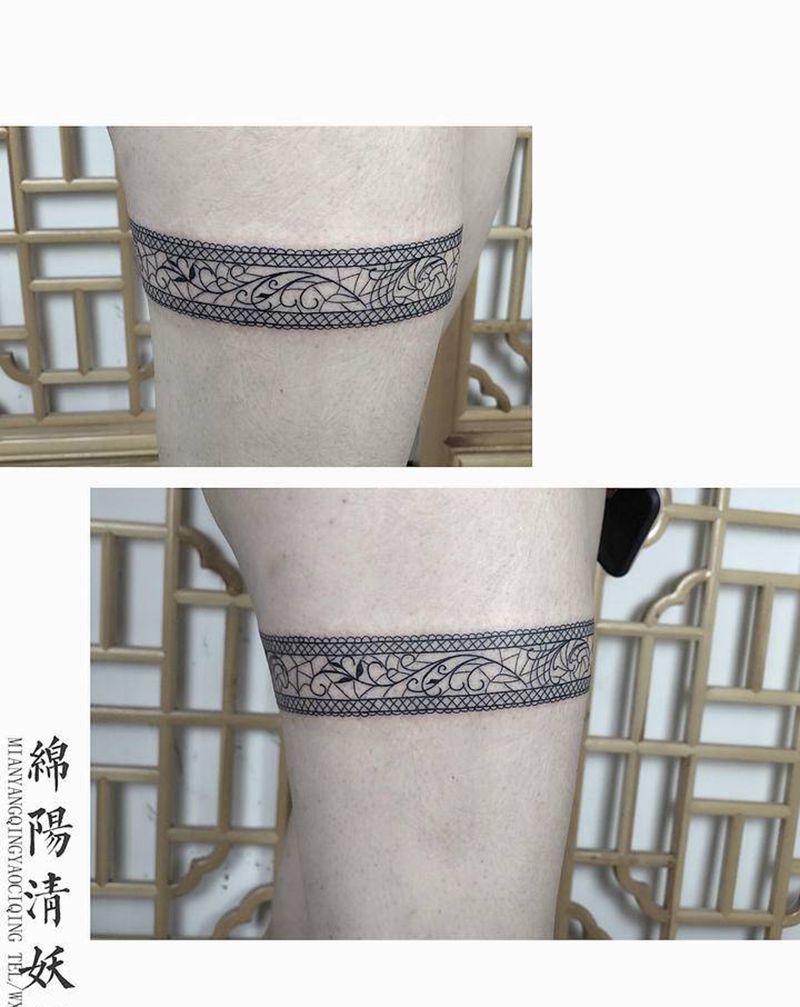 大腿蕾丝纹身图片_胸部肩部纹身图案