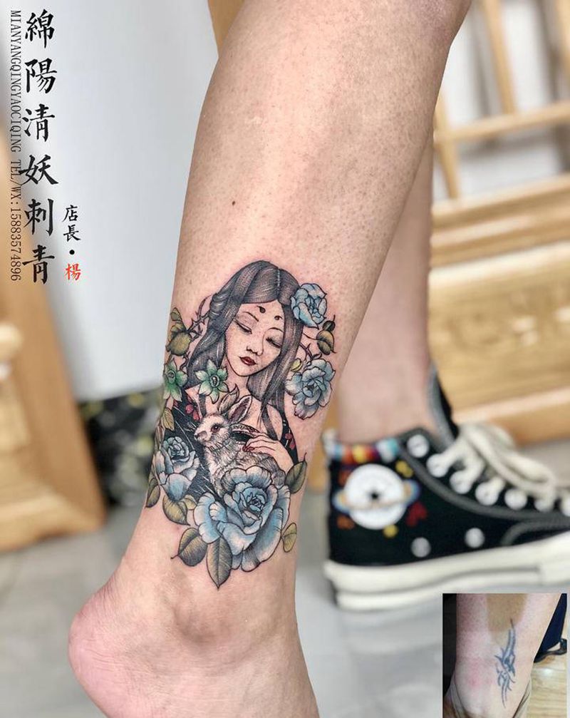 女纹身图片_腿部手部纹身图案