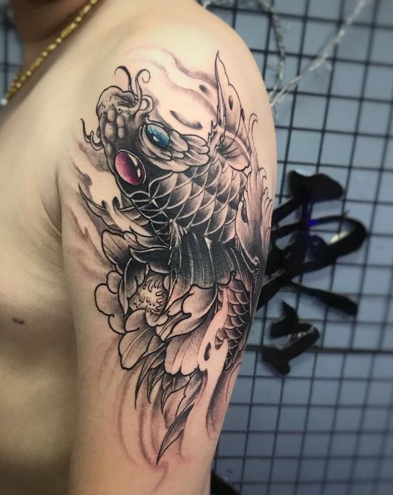 锦鲤纹身图片_手臂纹身图案