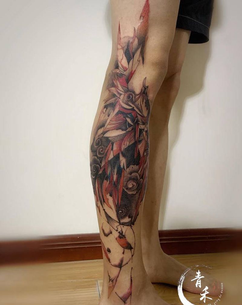 腿部纹身图片_腿部纹身图案