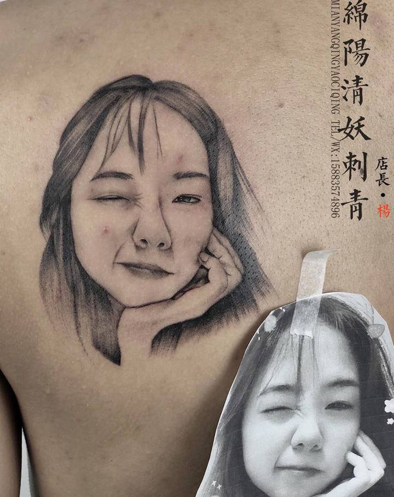 肖像纹身图片_腹部胸部纹身图案