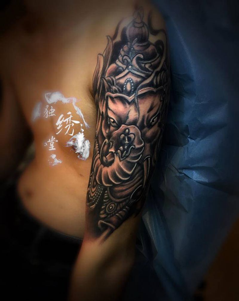 象神纹身图片_手臂纹身图案
