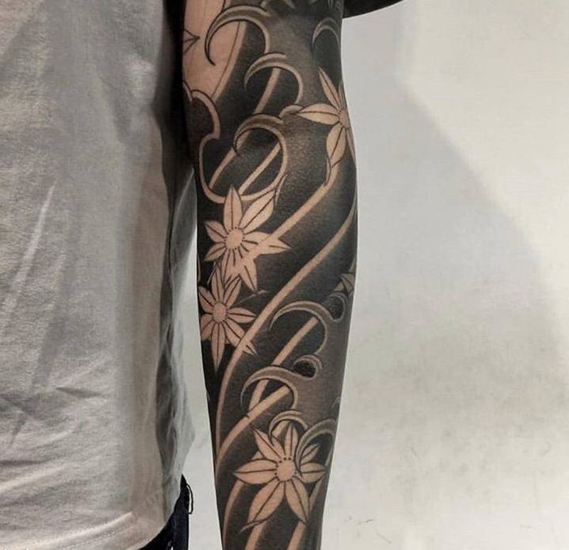 浪花纹身图片_手臂纹身图案