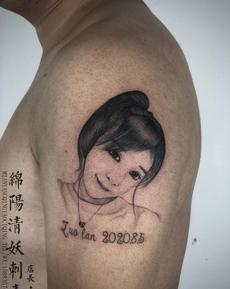 肖像纹身纹身图片_肩部背部纹身图案