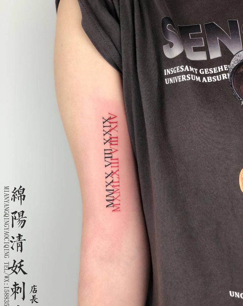 今日作品罗马数字纹身纹身图片_胸部肩部纹身图案