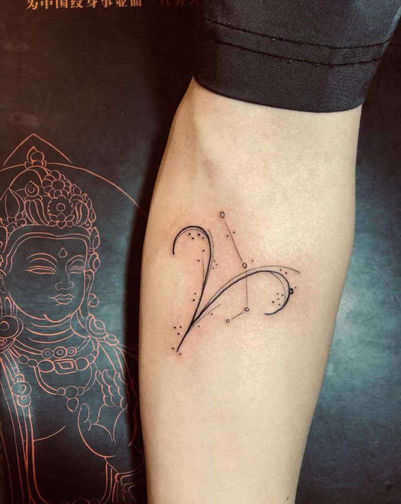 白羊座纹身纹身图片_手臂新传统纹身图案