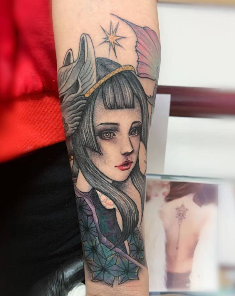 旧图遮盖纹身图片_手臂New School纹身图案