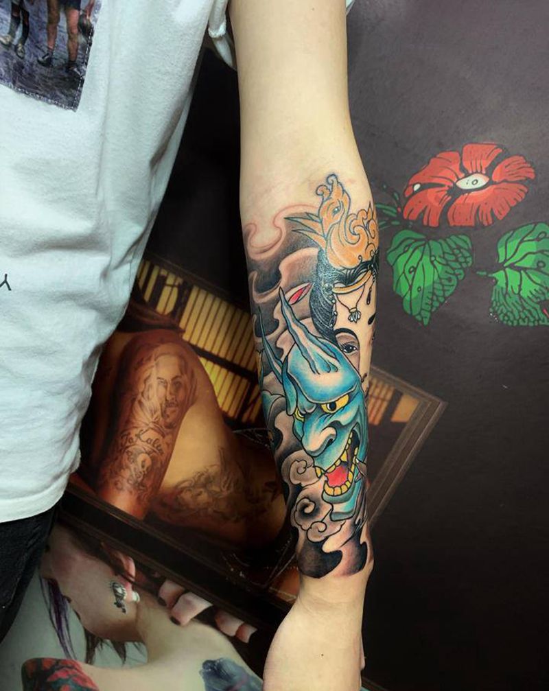 新传统纹身图片_手臂新传统纹身图案