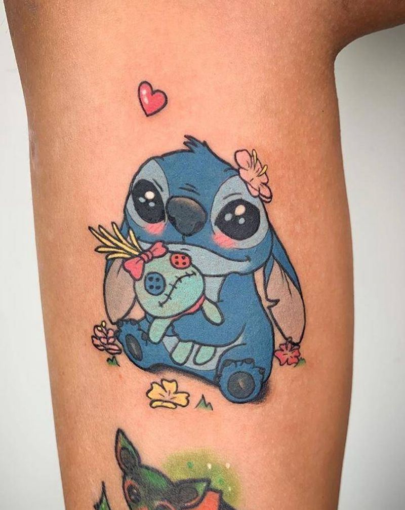 史迪仔纹身图片_腿部纹身图案