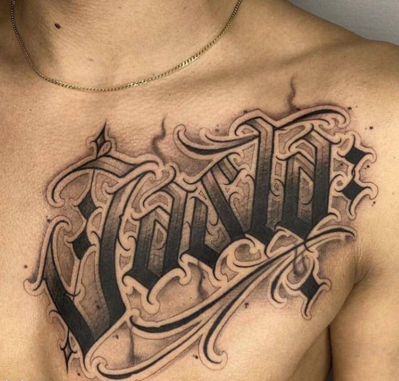 花胸纹身图片_胸部纹身图案