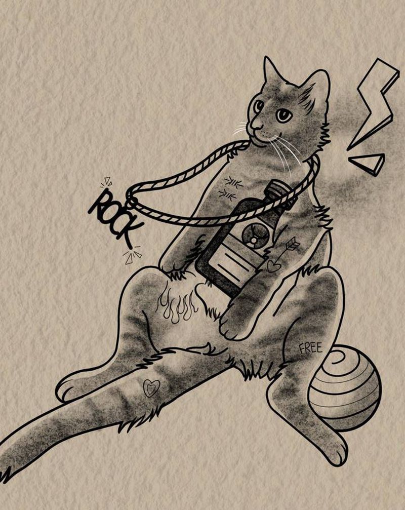 铲屎官的猫纹身图片_手臂纹身图案