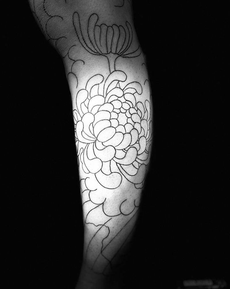 老传统，日式花腿纹身图片_腿部臀部老传统新传统纹身图案