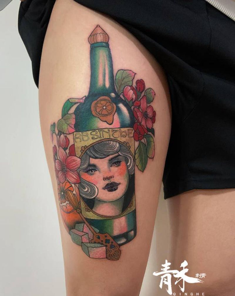 欧美女郎纹身图片_New School纹身图案