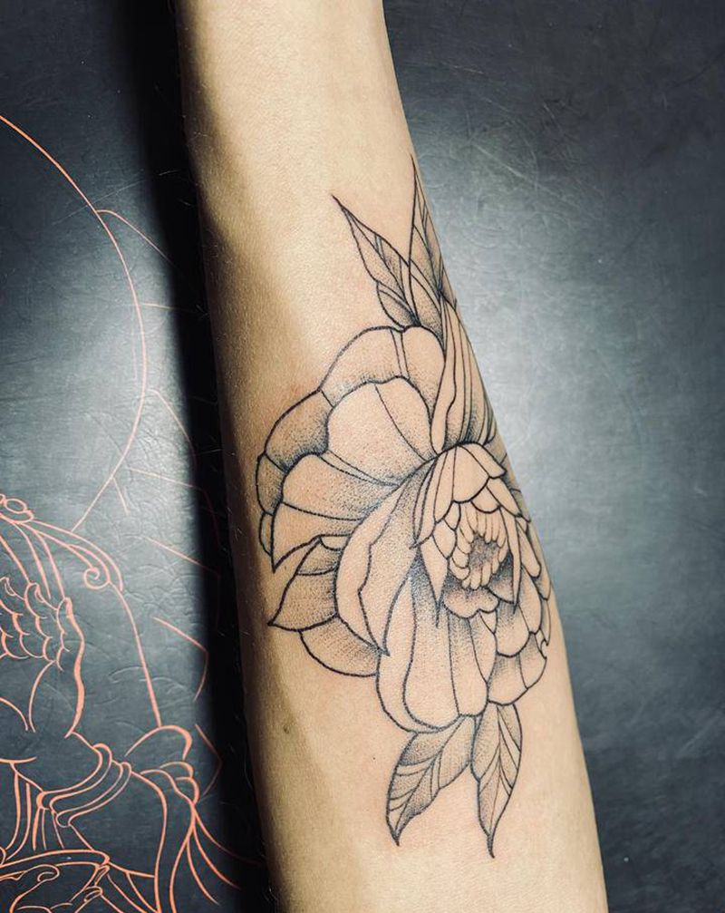 手臂素花纹身图片_手臂点刺新传统纹身图案