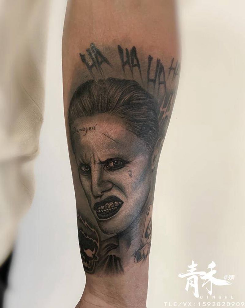 小丑纹身图片_欧美写实纹身图案