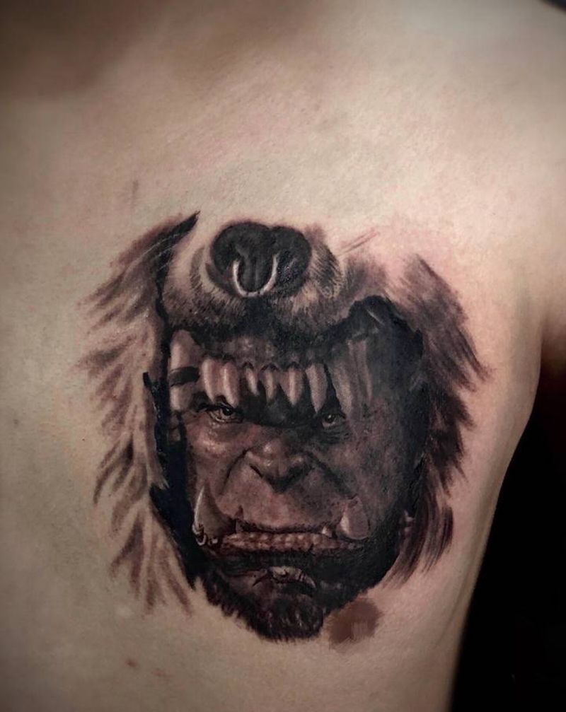 魔兽 共耗时7小时纹身图片_欧美写实纹身图案