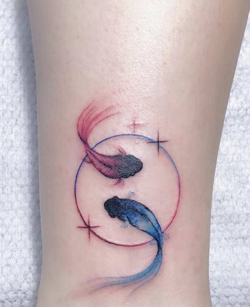 金鱼，阴阳鱼纹身图片_手臂腿部新传统New School纹身图案