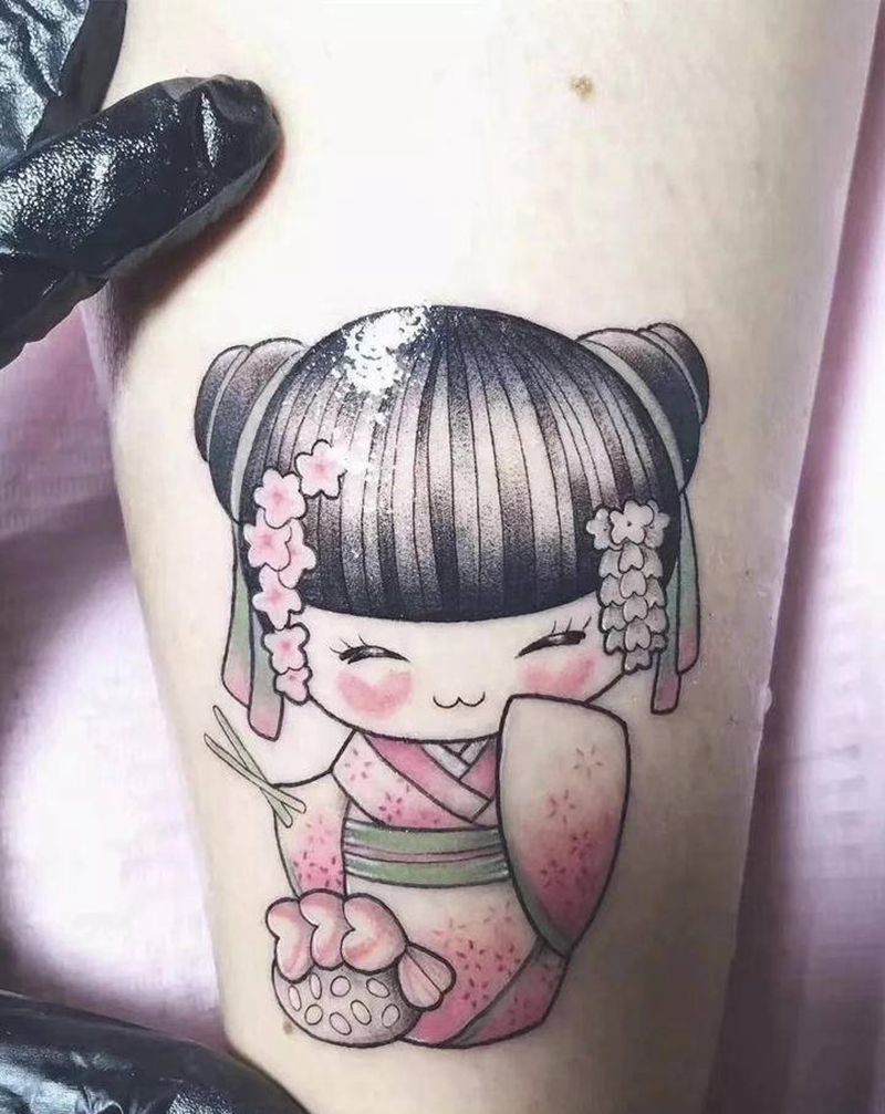 可爱小萝莉纹身图片_手臂腿部新传统New School纹身图案