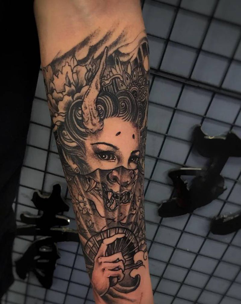 艺伎纹身图片_手臂纹身图案