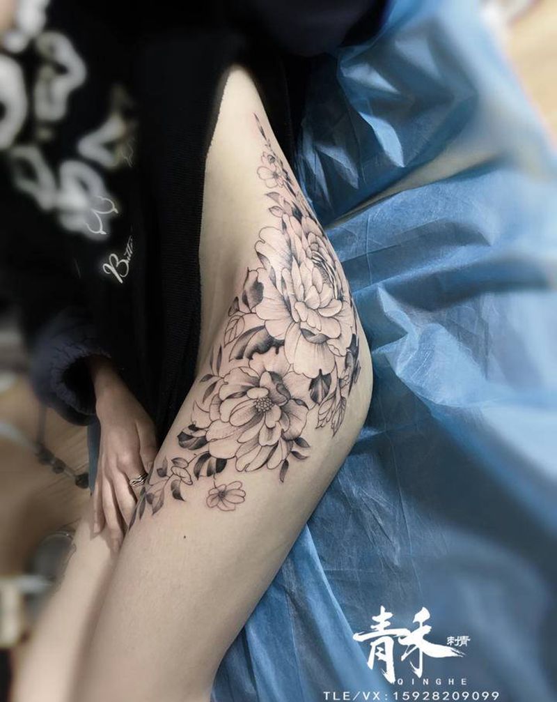 素花纹身图片_素花纹身图案