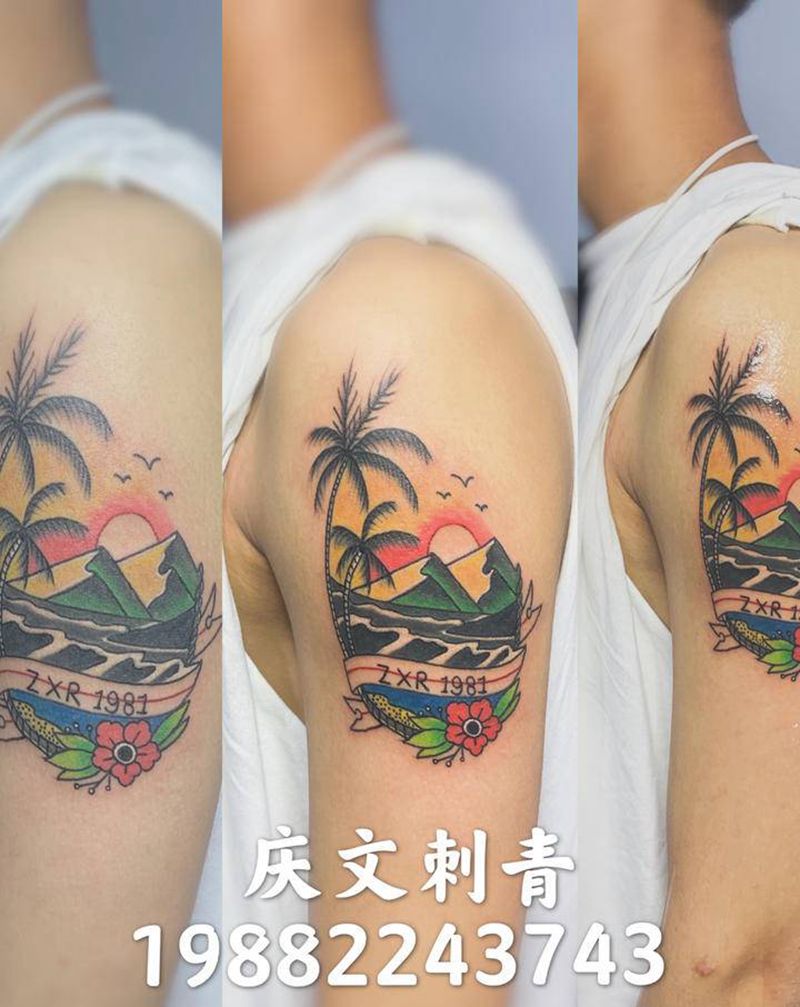 欧美纹身图片_肩部Old School纹身图案