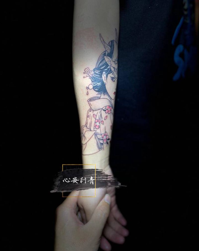 广元纹身,艺妓纹身图片_手臂新传统纹身图案