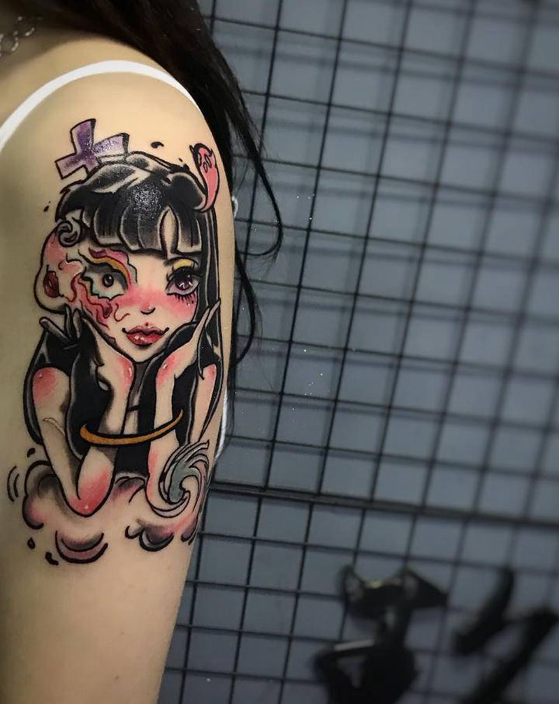 卡通人物纹身图片_手臂Old School纹身图案