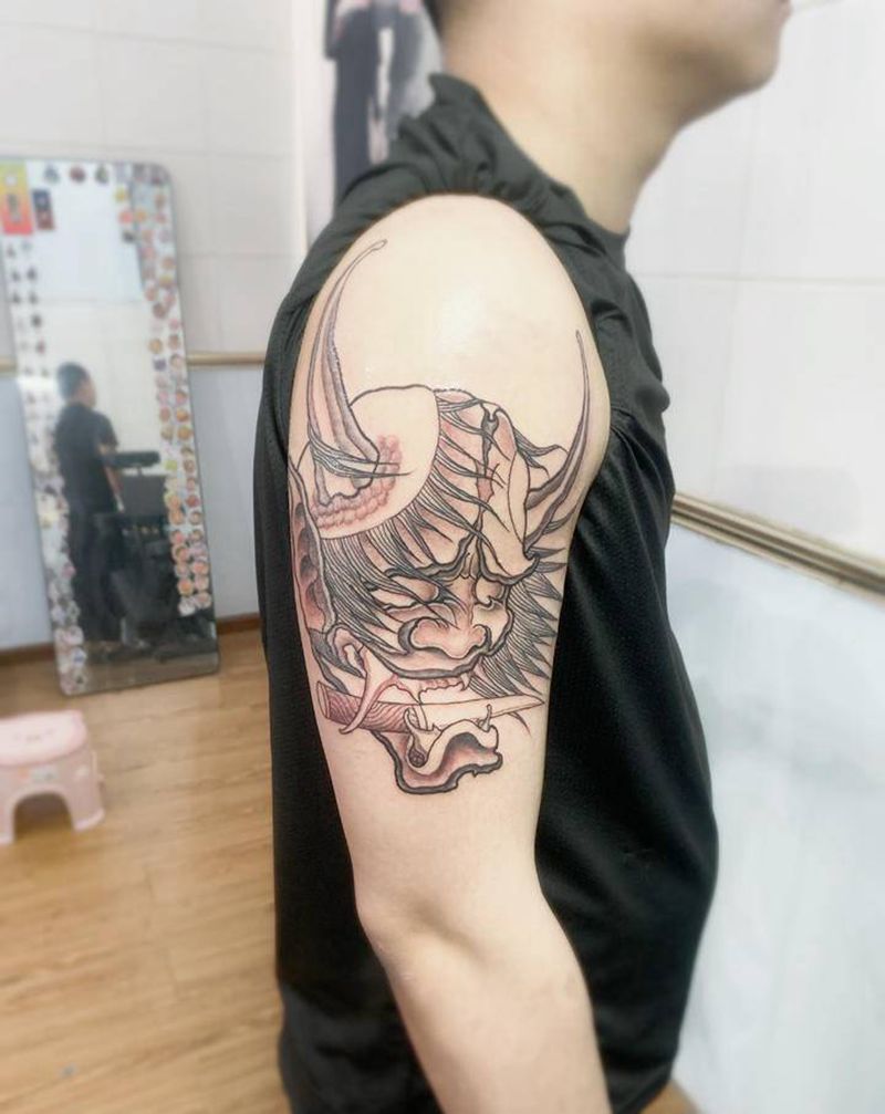 般若纹身图片_肩部新传统纹身图案