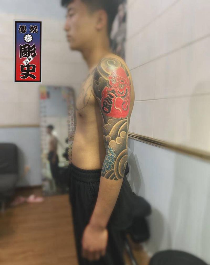 只负责上色，线条非本店纹身图片_手臂老传统纹身图案