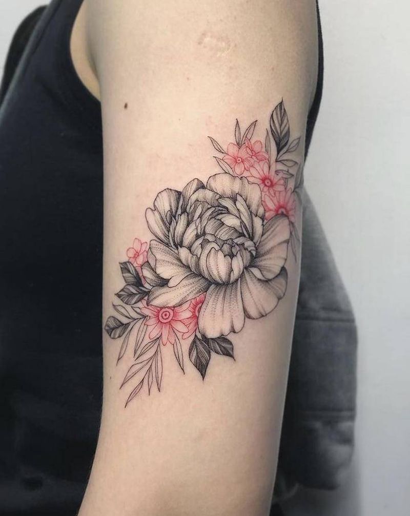 素花纹身图片_手臂纹身图案