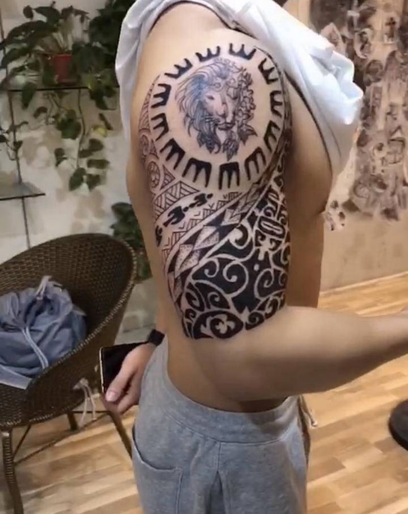 有些是几年前的，有些是遮盖图纹身图片_腿部手臂Old School几何纹身图案