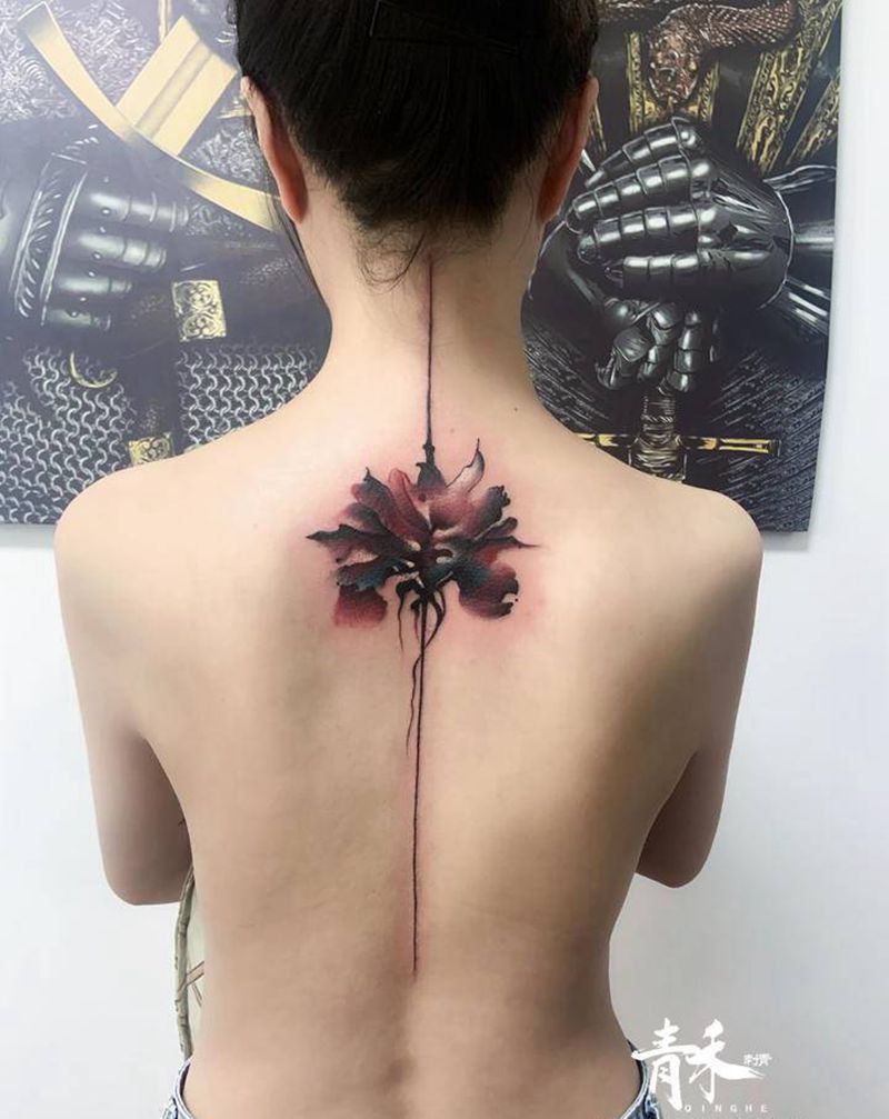 遮盖作品纹身图片_水彩水墨纹身图案