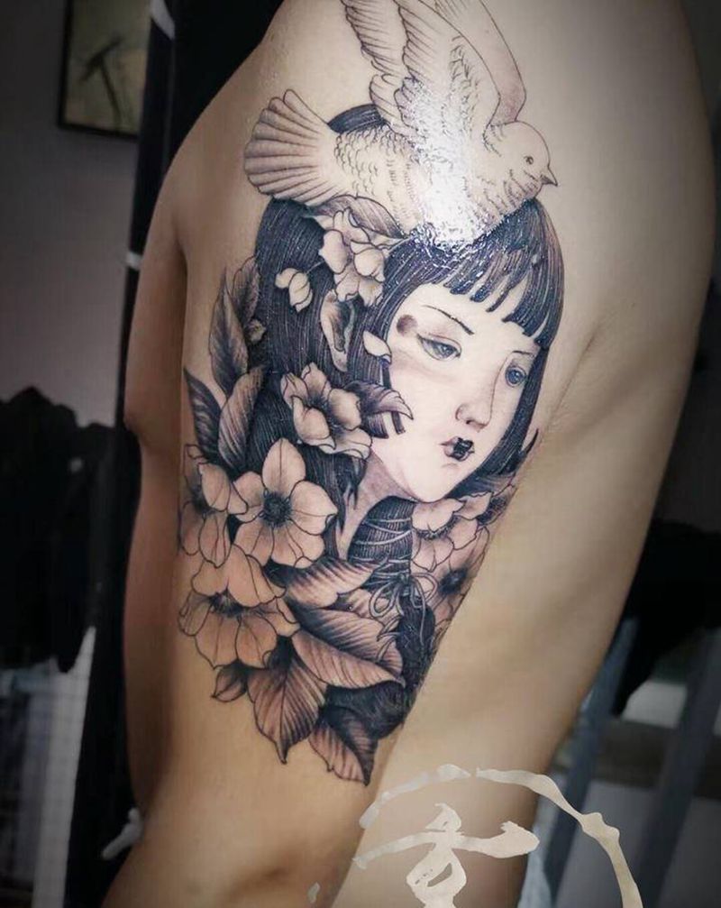 唯美富江的感觉纹身图片_手臂纹身图案