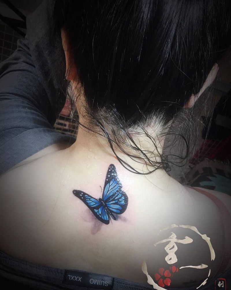 后颈遮盖纹身图片_颈部纹身图案